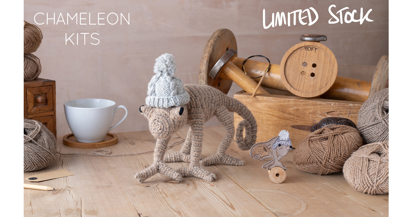 Chameleon kits new crochet patterns by Kerry Lord pygmy chameleon